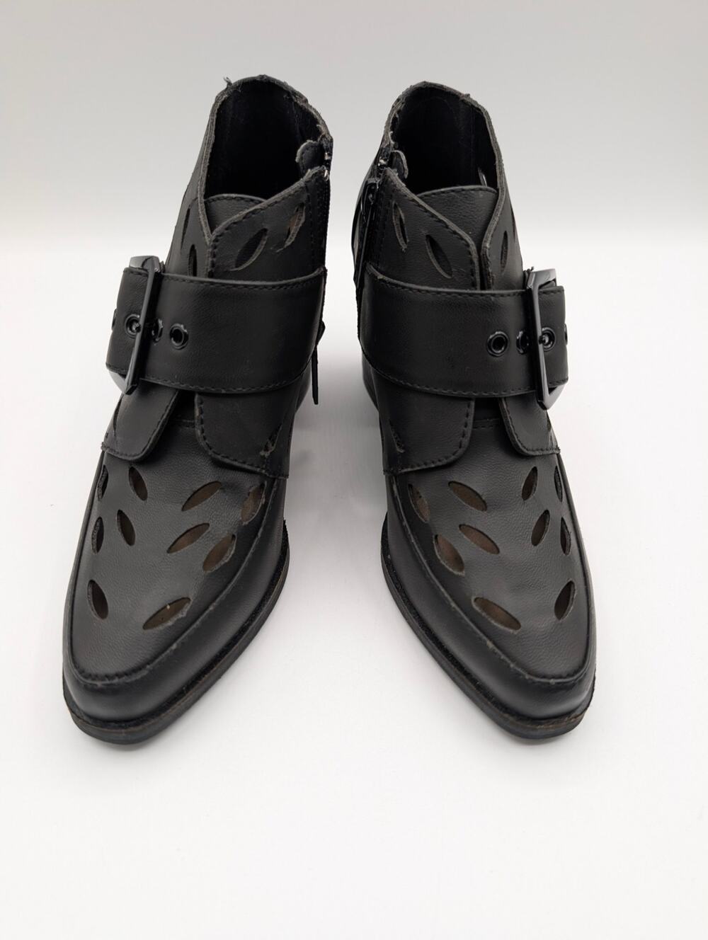 Michael Antonio Studio Black Cutout Buckle Ankle Boots Size 6